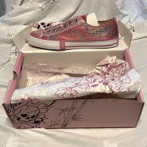 ED HARDY PINK BLING SHOES WOMAN SIZE 8
